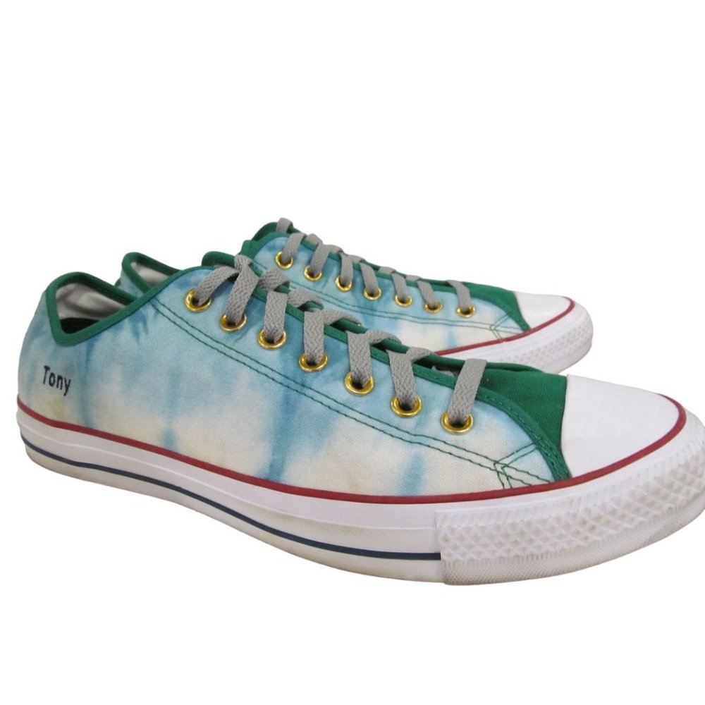 CONVERSE by YOU Mens Green Tie-Dye "TONY" Custom SNEAKERS / SHOES Sz 11.5